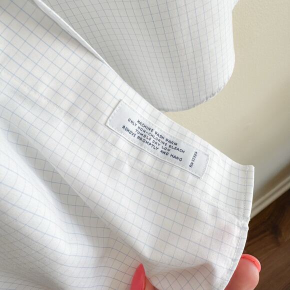 Brooks Brothers White + Blue Plaid Slim Fit Pima Cotton Non-Iron Button Up - Picture 5 of 7